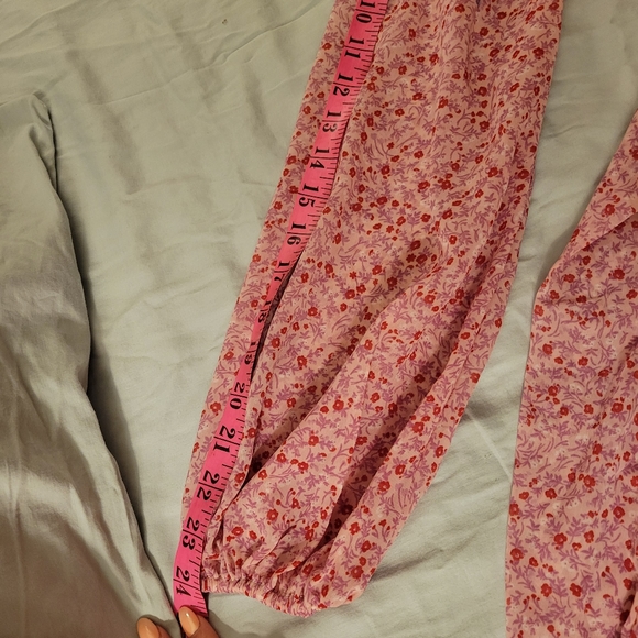 Pink summery floral dress with belt, size Small - Picture 3 of 6